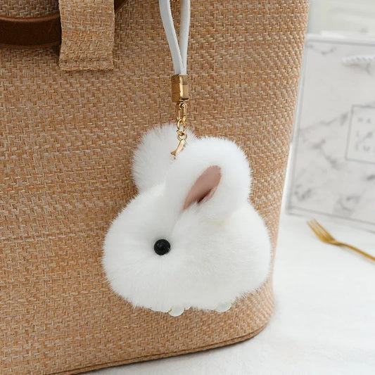 Porte clé lapin peluche blanc