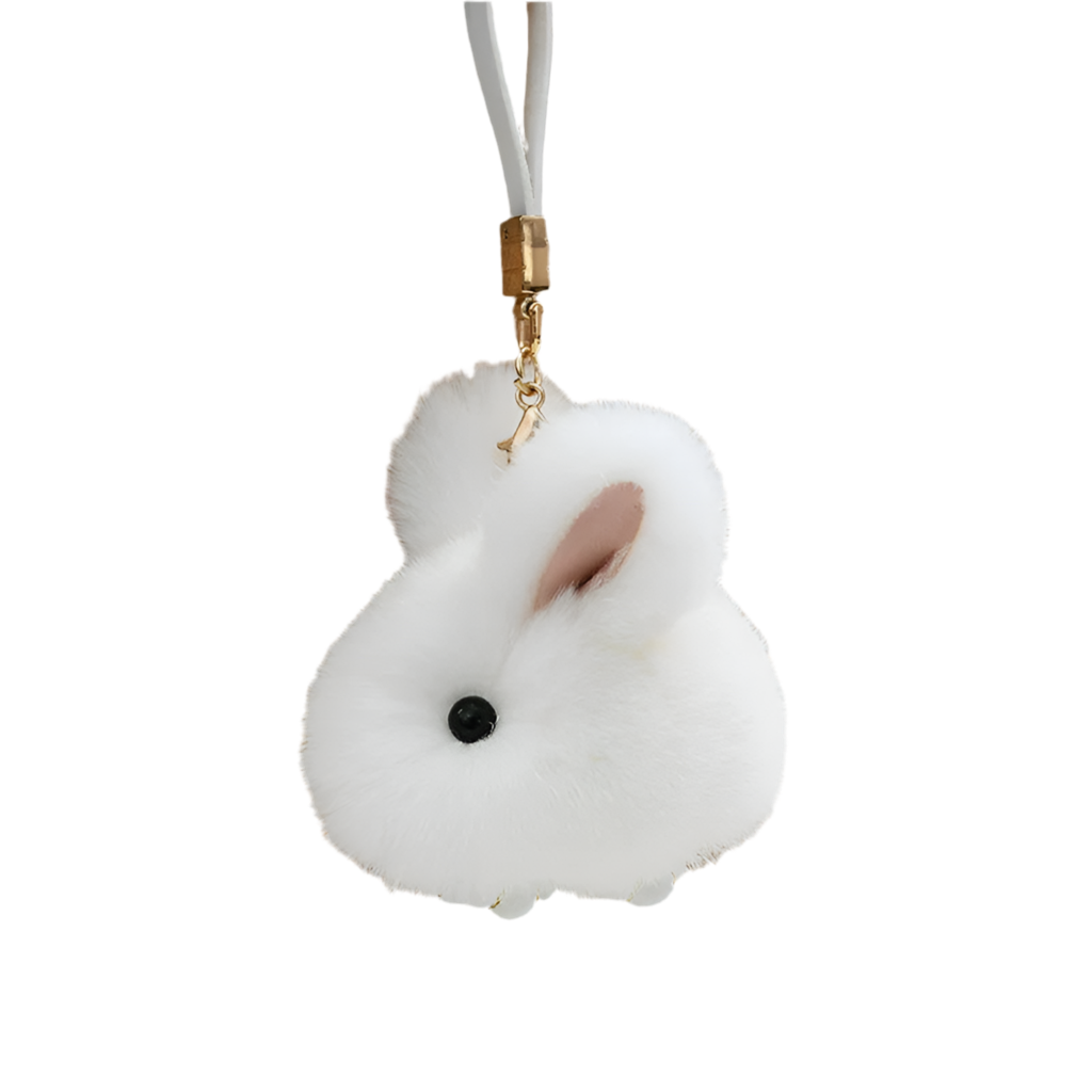 Porte clé lapin peluche blanc