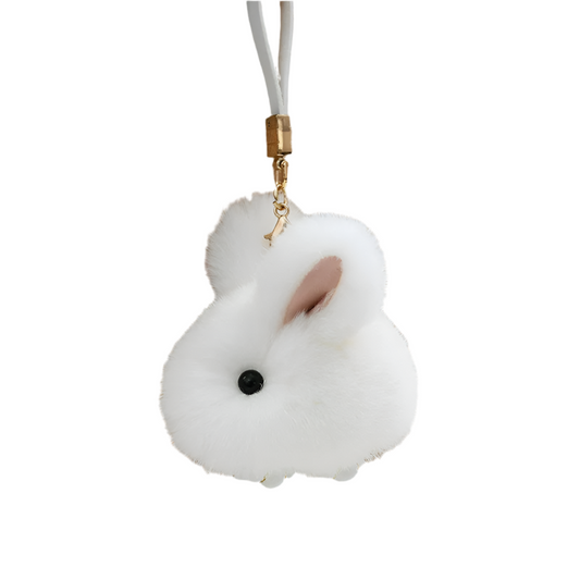 Porte clé lapin peluche blanc
