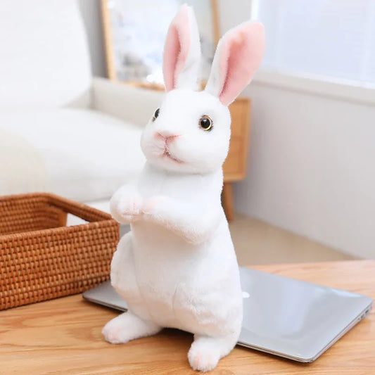 Peluche lapin réaliste blanc Alaska 30cm