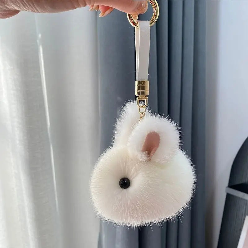 Porte clé lapin peluche blanc