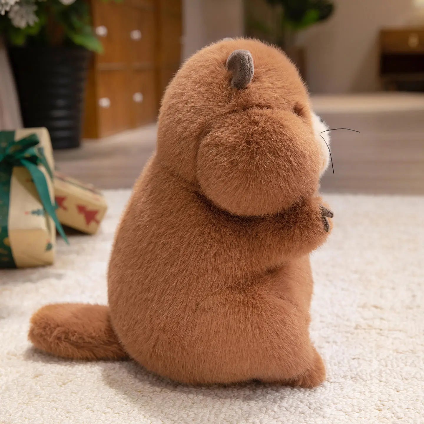 Marmotte peluche Chocolat 35cm